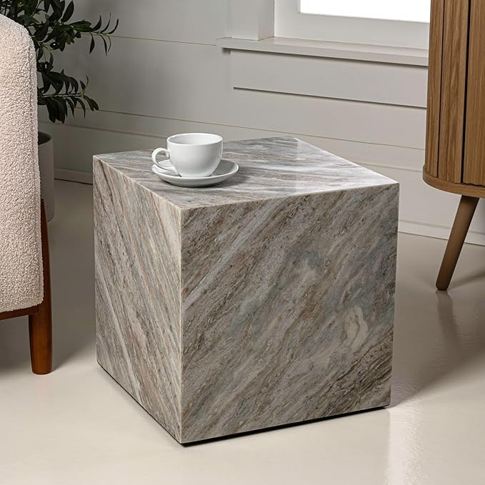 JONATHAN Y MTB1101A Felix 15" Contemporary Natural Marble Handmade Cube End Table for Living Room... | Amazon (US)