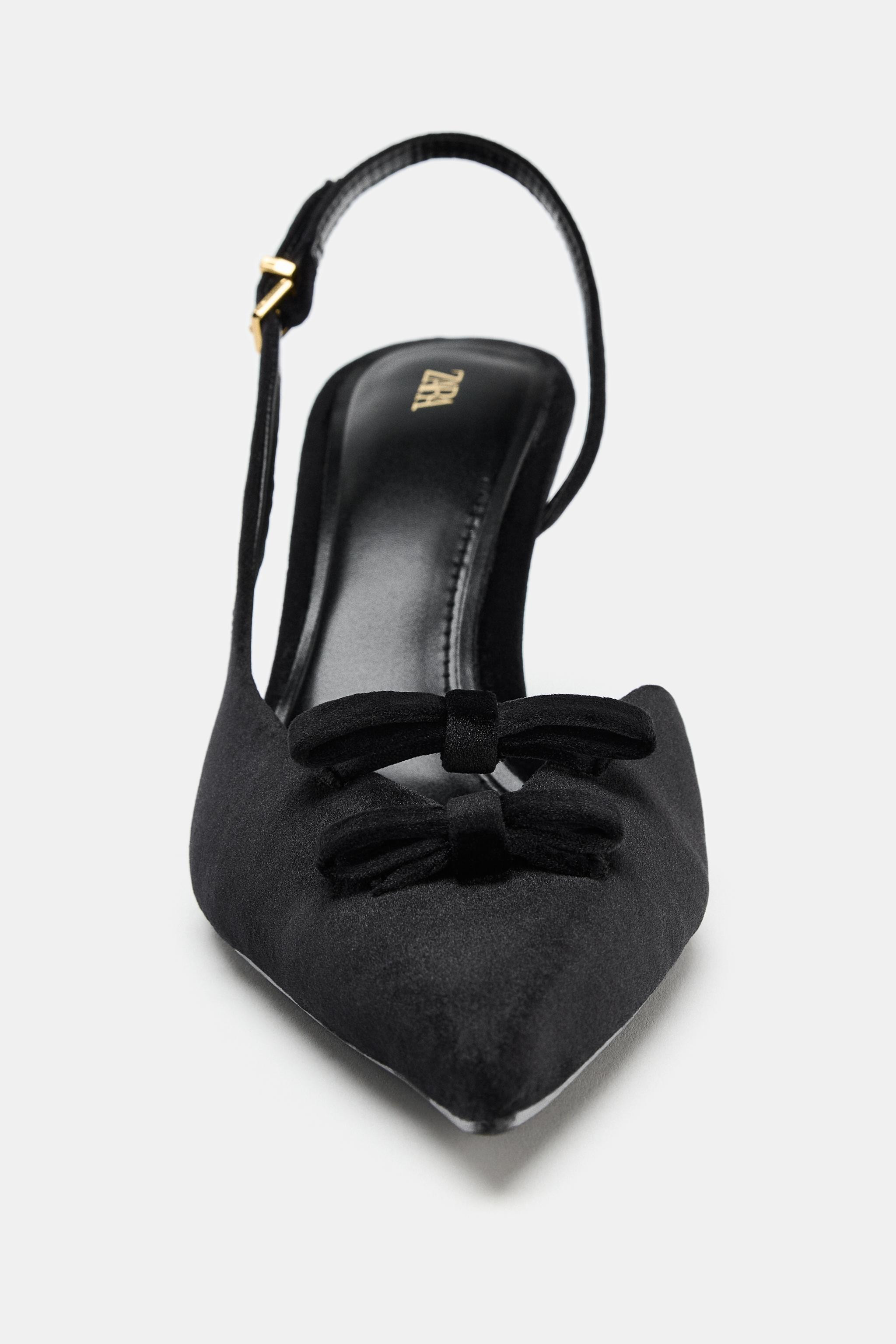 VELVET-EFFECT BOW HEELS | Zara UK