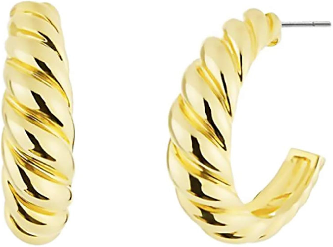 Zhenxi Women Croissants 18K Gold Layered Copper Earrings with 925 Silver Post Gift Packing | Amazon (US)