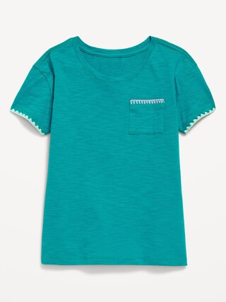 Softest Stitch-Trim Pocket T-Shirt for Girls | Old Navy | Old Navy (US)