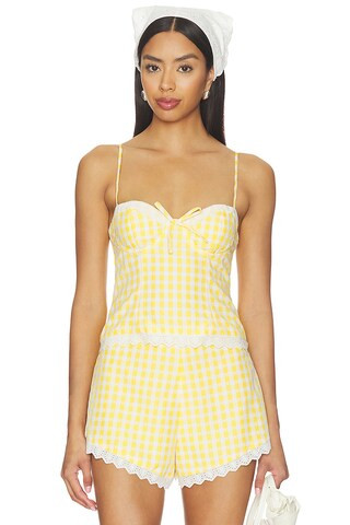Peggy Bustier Top in Yellow & White Check | Revolve Clothing (Global)