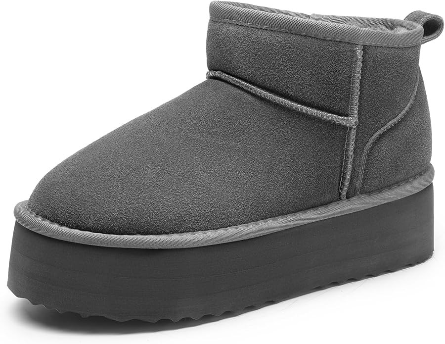 DREAM PAIRS Platform Mini Boots for Women Suede Genuine Leather, Classic Winter Ankle Snow Boots ... | Amazon (US)