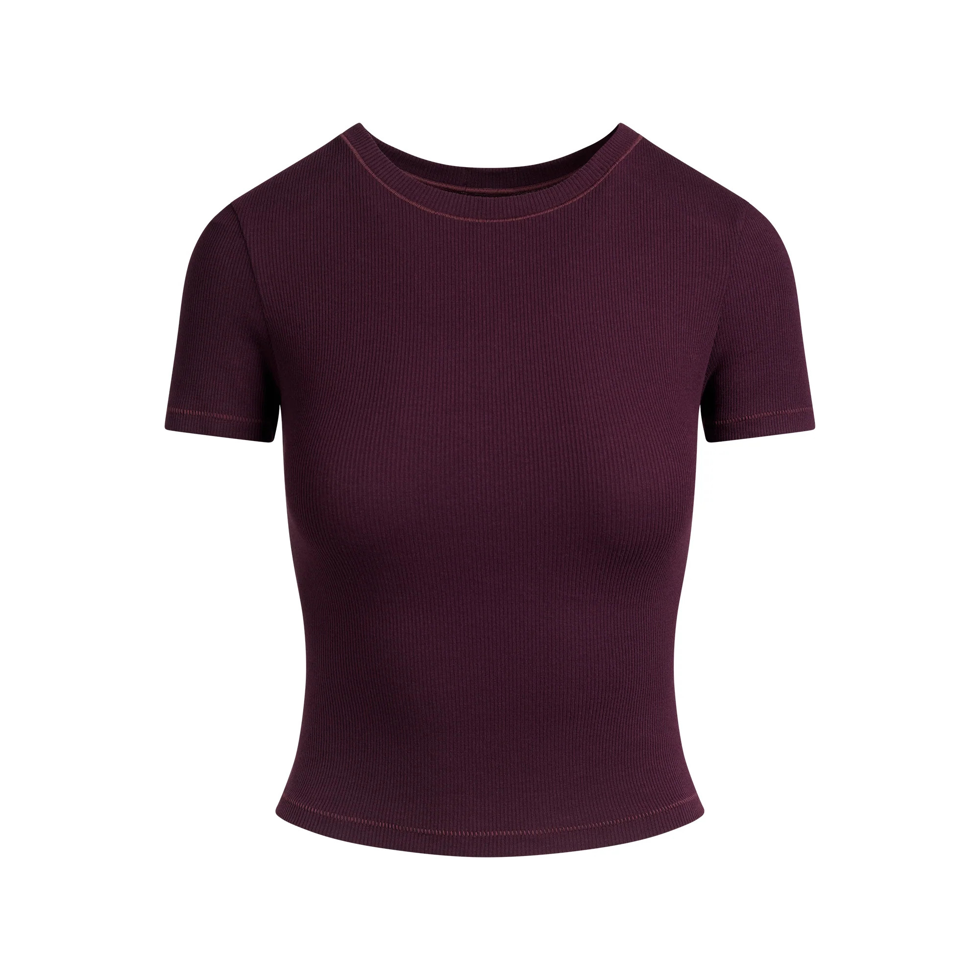 COTTON RIB T-SHIRT | CURRANT | SKIMS (US)