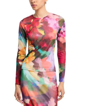 Floral Mesh Long Sleeve Top - Exclusive | Bloomingdale's (US)