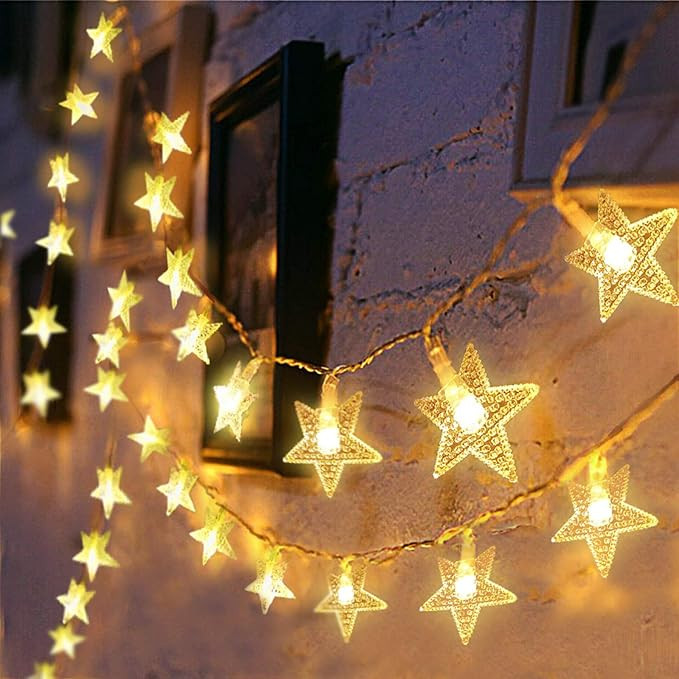 Christmas Star String Lights, 43 ft 70 Led Plug in Fairy Lights for Girls Bedroom Wall Wedding In... | Amazon (US)