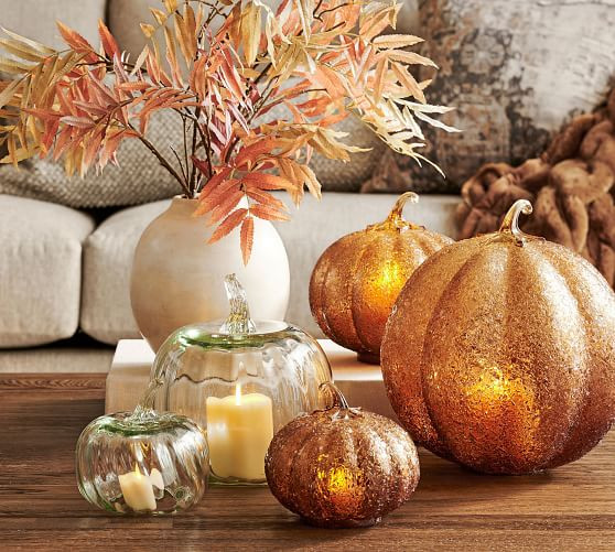 Pumpkin & Gourd Handcrafted Recycled Glass Cloches | Pottery Barn (US)