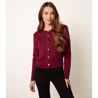 Women's Light Burgundy Button Detail Cardigan Blue Vanilla New Look | New Look (UK)