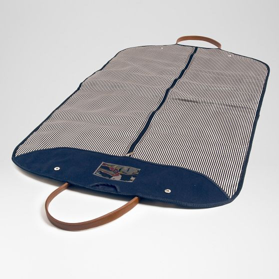 Canvas Twill Stripe Garment Bag | Mark and Graham
