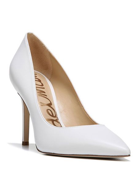 Hazel Napa Leather Pointed-Toe Pumps | Neiman Marcus