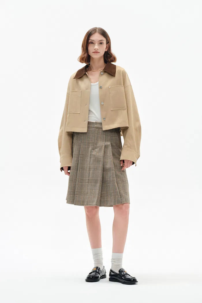 Morston Contrast Cropped Jacket in 100% Cotton Twill | Fabrique