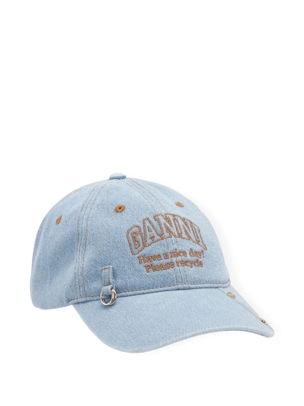GANNI logo-embroidered Denim Cap | Blue | FARFETCH | Farfetch Global