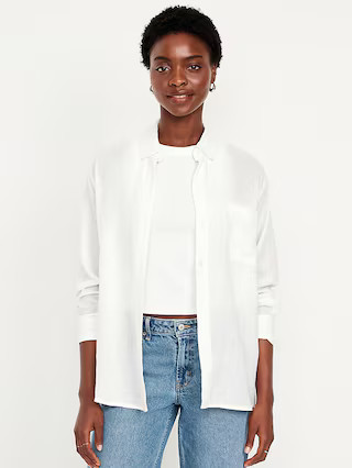 Linen-Blend Loose Button-Down Shirt | Old Navy (US)