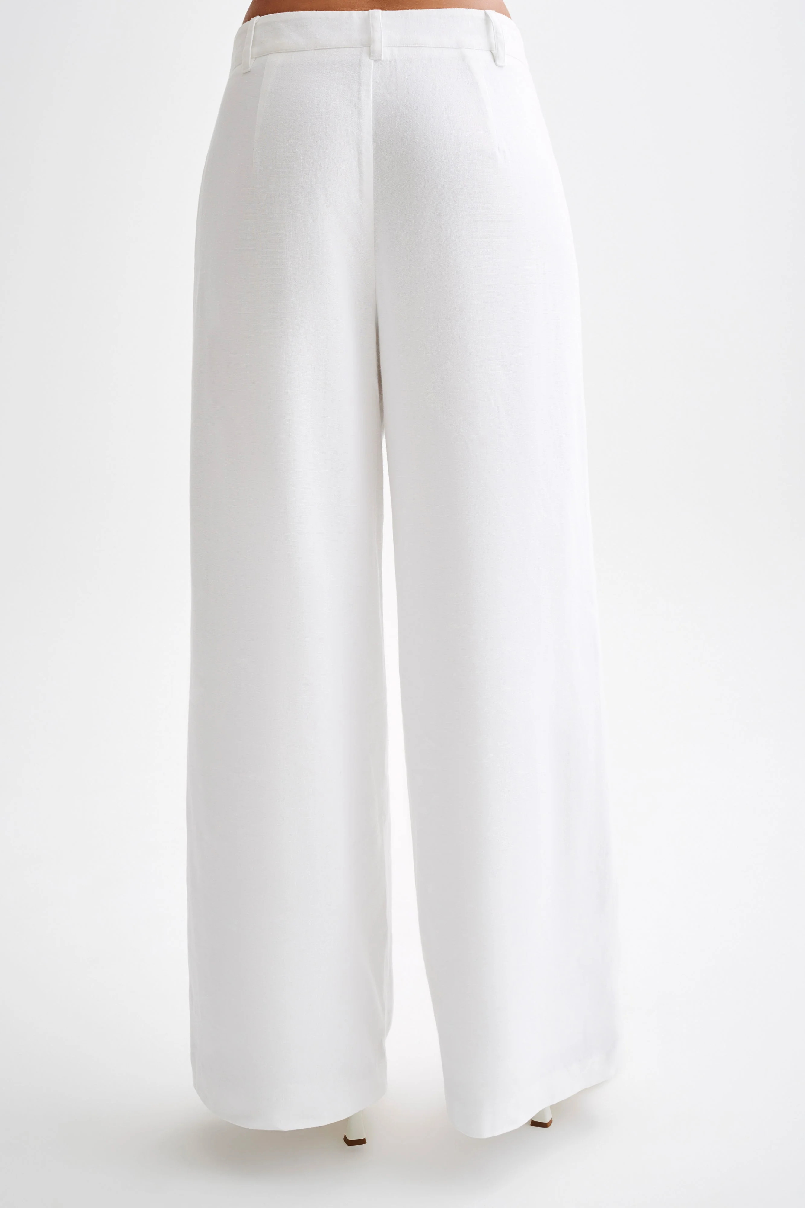 Franca Linen Wide Leg Pant - White | MESHKI US
