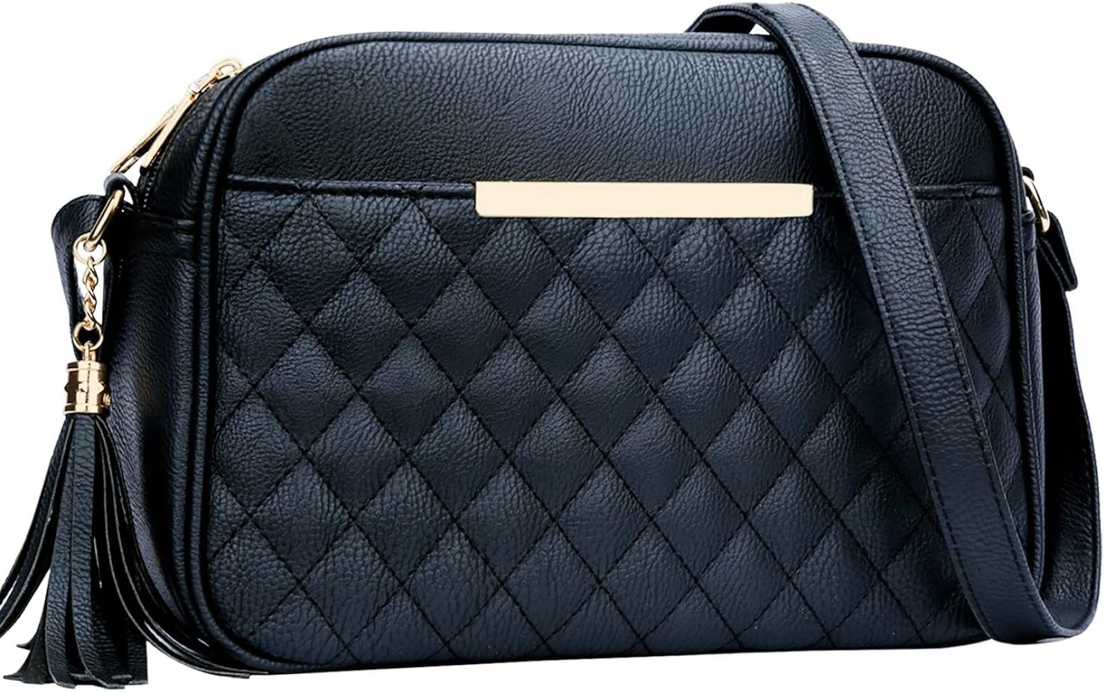 Quilted Double Compartment Multiple Pocket Crossbody Bag for Women and Teen Girls Stylish Shoulde... | Amazon (US)