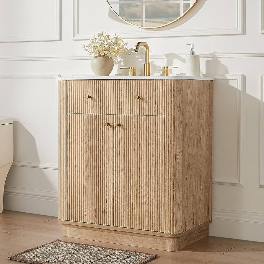 T4TREAM 30 Inch Bathroom Vanity with Sink, Modern Fluted Single Bathroom Vanity with Sink with St... | Amazon (US)
