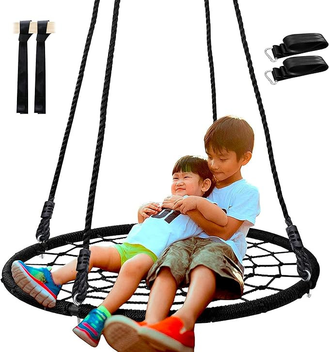 SUPER DEAL 40'' Spider Web Tree Swing Net Swing Platform Rope Swing 71" Detachable Nylon Rope Swi... | Amazon (US)