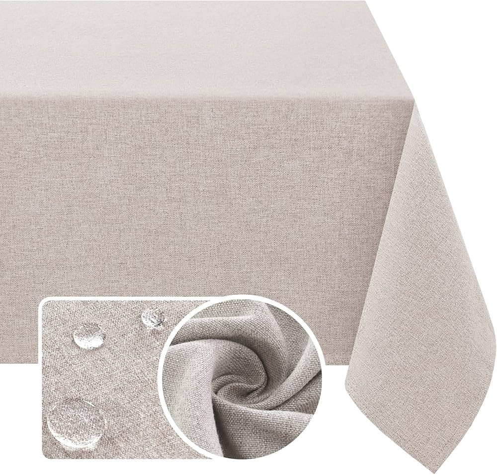 H.VERSAILTEX Linen Textured Tablecloth Rectangle 60 x 120 Waterproof Solid Linen Woven Tablecloth... | Amazon (US)