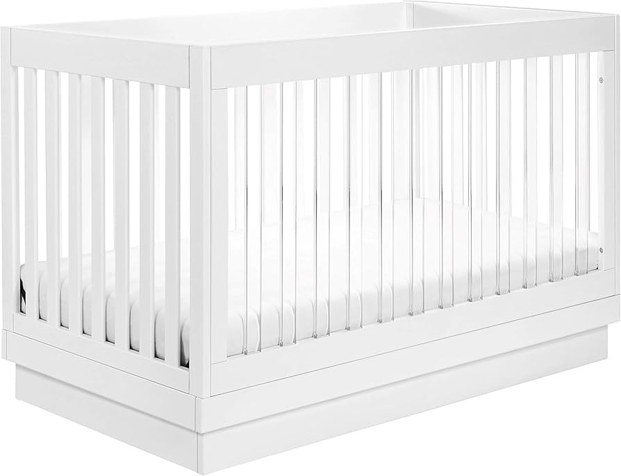 Babyletto Harlow Acrylic 3-in-1 Convertible Crib with Toddler Bed Conversion Kit in White with Ac... | Amazon (US)