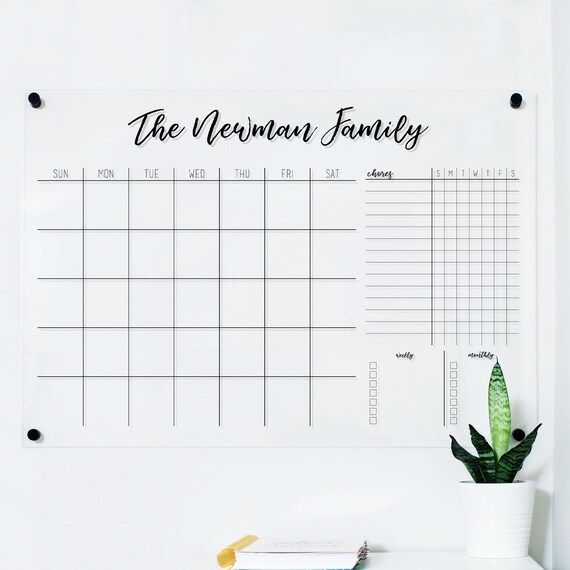 Calendar  Chore Chart  Personalized Family Acrylic Dry Erase | Etsy | Etsy (US)