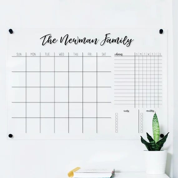 Calendar + Chore Chart | Personalized Family Acrylic Dry Erase Calendar | 2020 Calendar |  #38117 | Etsy (US)