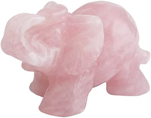 SUNYIK Rose Quartz Elephant Pocket Statue Kitchen Guardian Healing Figurine Decor 1.5" | Amazon (US)