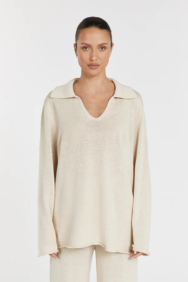 ALDER NATURAL LONG SLEEVE KNIT TOP | DISSH