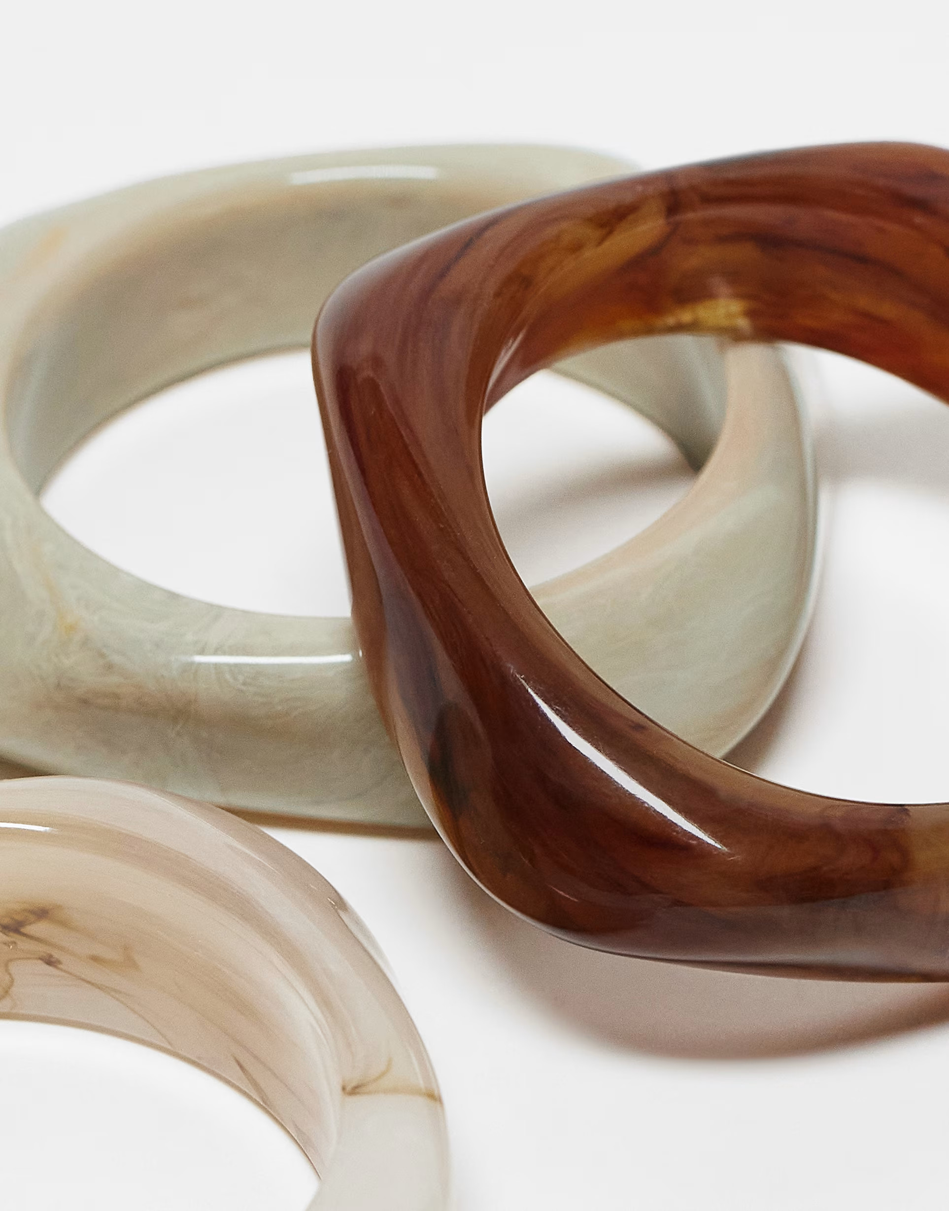 ASOS DESIGN pack of 3 bangles with resin neutral design | ASOS | ASOS (Global)