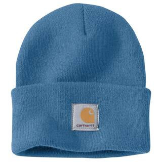 Carhartt Men's OFA Blue Lagoon Acrylic Knit Cuffed Beanie Hat A18-429 - The Home Depot | The Home Depot