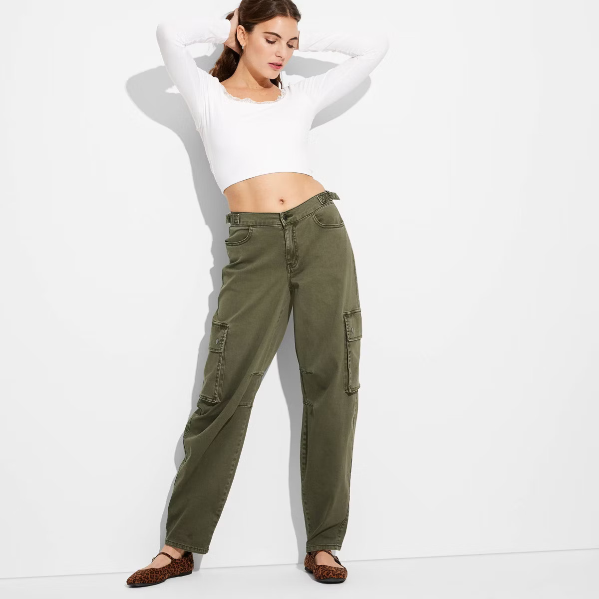 Women's Mid-Rise Barrel Cargo Pants - Wild Fable™ | Target