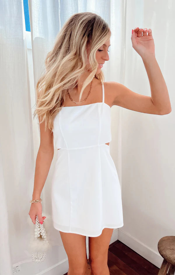 Tory Cutout Mini Dress ~ White Stretch | Show Me Your Mumu