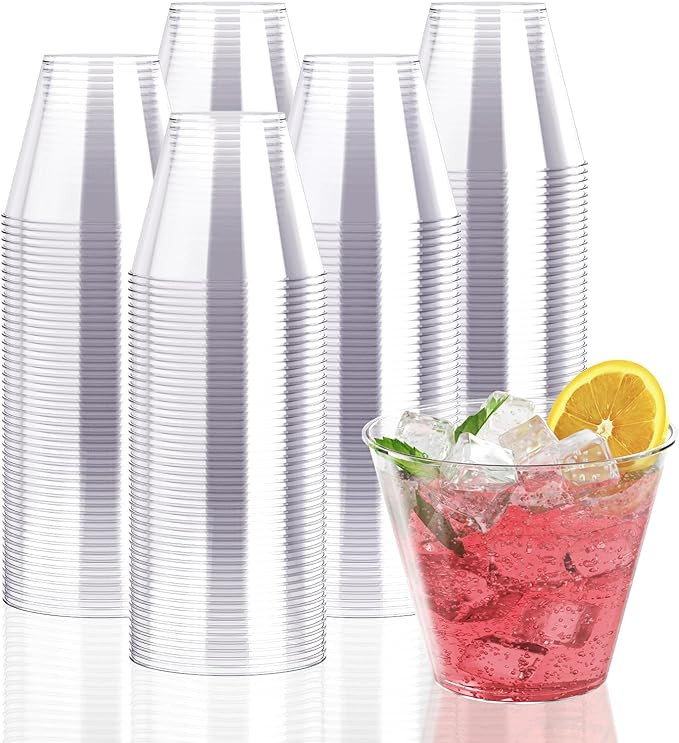 JollyPack 300 Pack Clear Plastic Cups 9 OZ Disposable Heavy-duty Drinking Cups for Christmas, Wed... | Amazon (US)