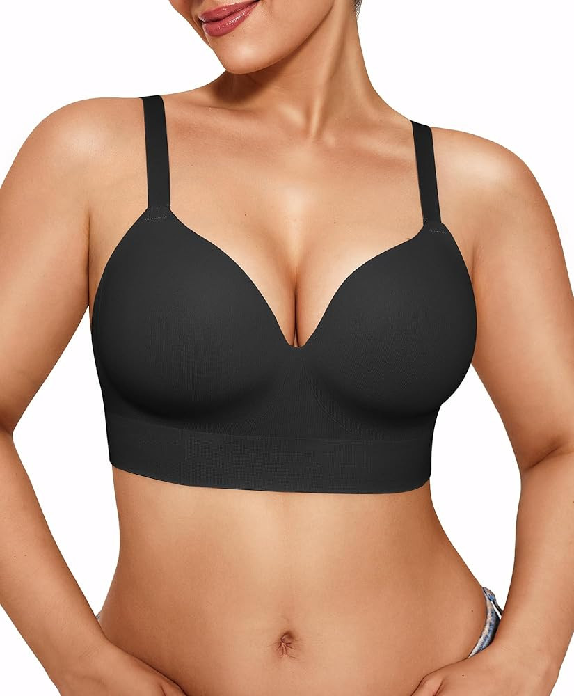 Popilush Bras for Women No Underwire Supportive Push Up Bralettes Wireless Full Coverage Plus Siz... | Amazon (US)