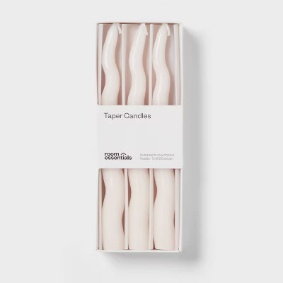 6pk Taper Candle Set White Wavy - Room Essentials™ | Target
