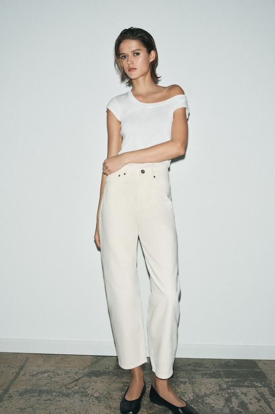 ZW COLLECTION TAPERED MID-RISE JEANS | Zara US