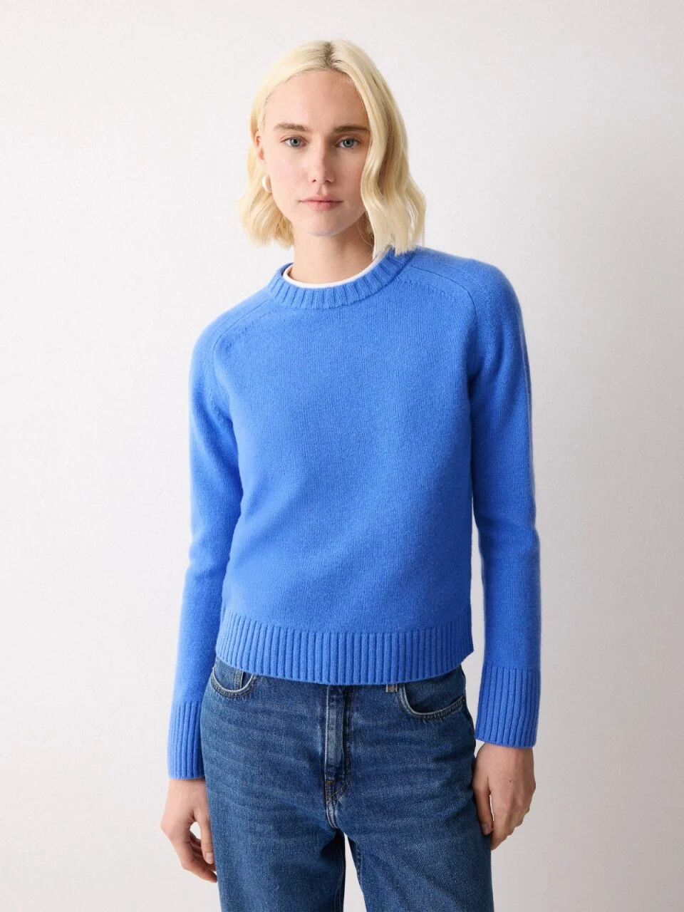 Wool Cashmere Saddle Jumper | Blue | Jigsaw (UK)