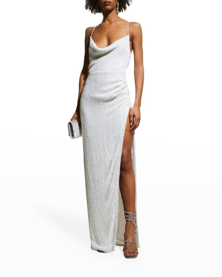 Retrofete Katya Sequined Cowl Neck Maxi Dress | Neiman Marcus