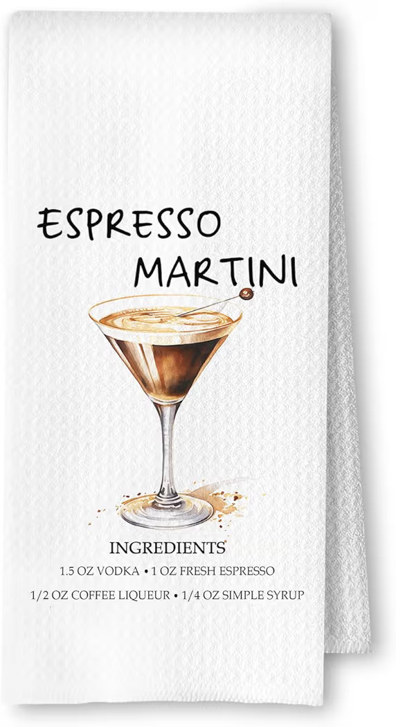 Espresso Martini Kitchen Towels, Gifts for Martini Lovers Dish Tea Bar Towel for Kitchen Bar Cart... | Amazon (US)