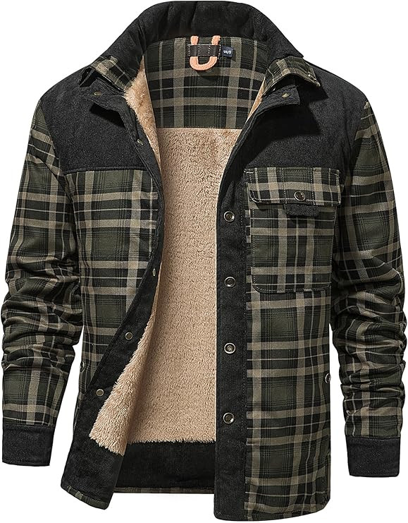 Mr.Stream Men's Outdoor Casual Vintage Long Sleeve Plaid Flannel Button Down Shirt Jacket | Amazon (US)