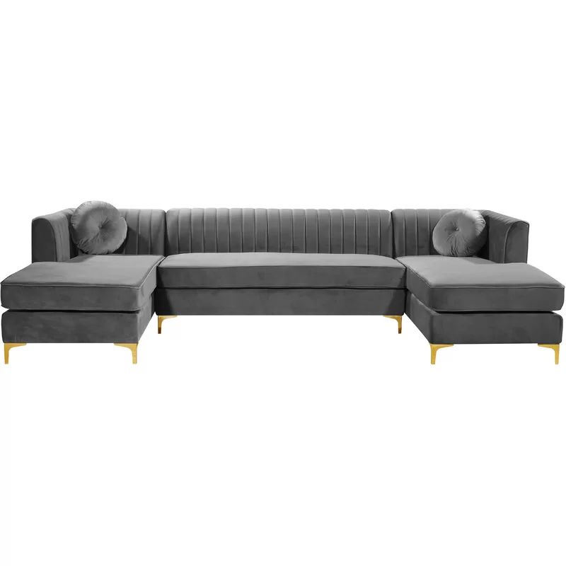 Thandie 132" Wide Velvet Symmetrical Modular Sofa & Chaise | Wayfair North America