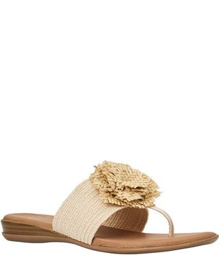 Nara Woven Stretch Raffia Flower Thong Sandals | Dillard's