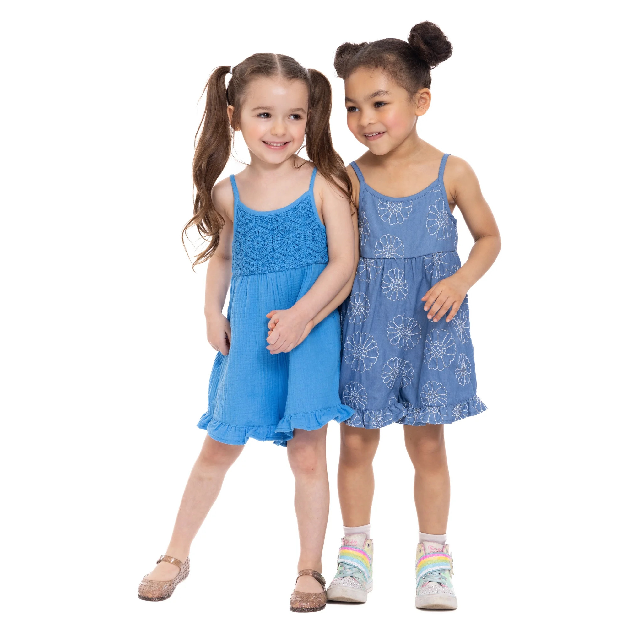 Wonder Nation Toddler Girls Cotton Sleeveless Romper with Ruffle Hem, Sizes 12M-5T | Walmart (US)