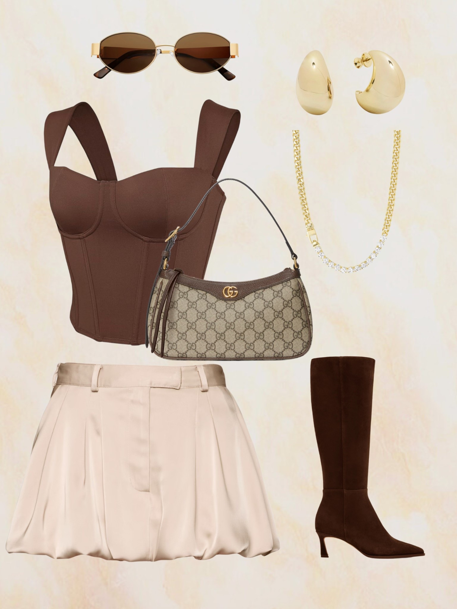 Style this Reoria brown corset top with a beige mini skirt, luxe Melinda Maria jewelry, a classic Gucci handbag, chic boots, and must-have sunnies. Perfect for brunch dates, city strolls, and fashion moments.
Shop this outfit bundle on my LTK. Find the best affordable fashion finds, luxe accessories, and trendy pieces to refresh your closet!


#LTKGiftGuide #LTKStyleTip #LTKU