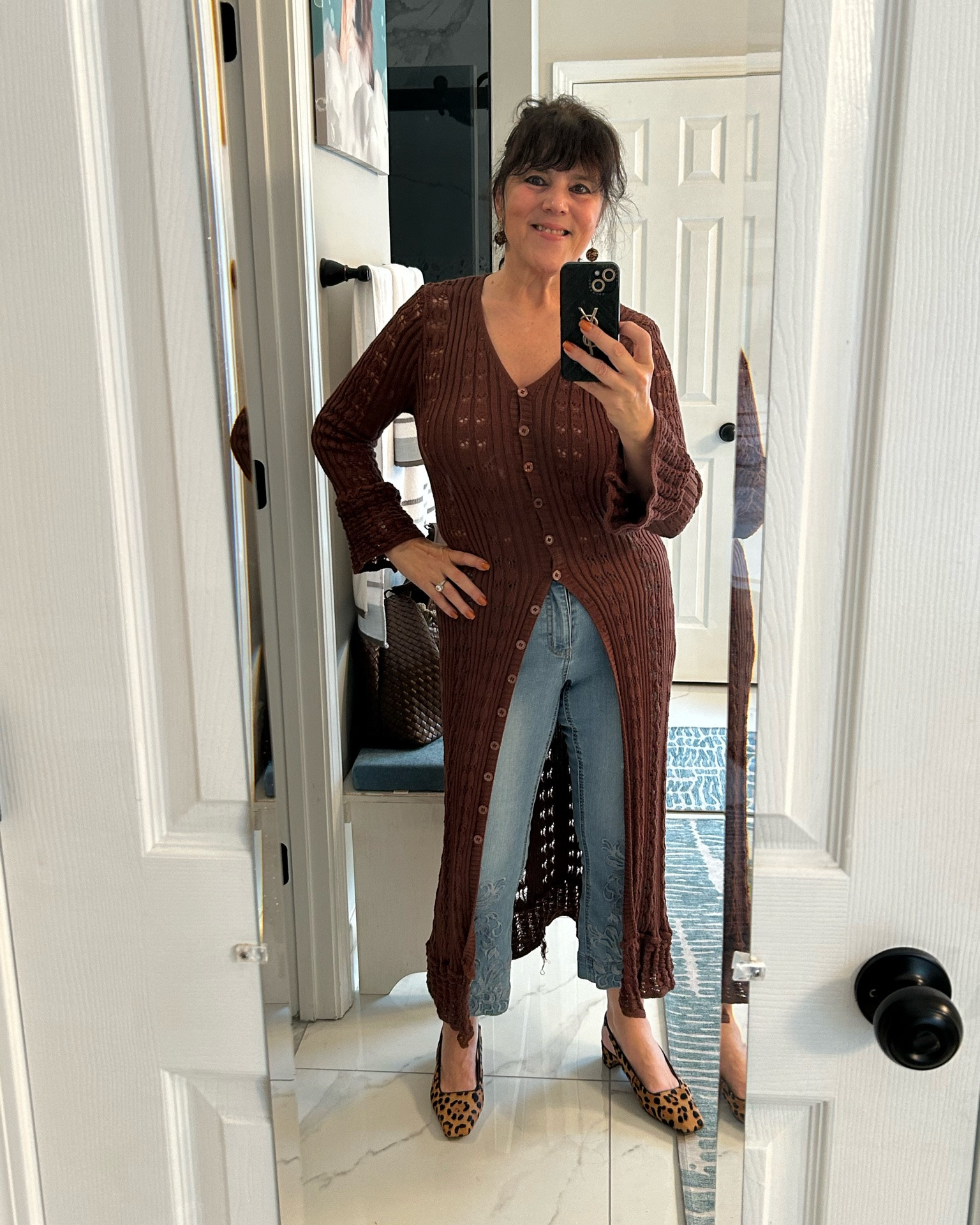A long cardigan worn as a dress — one piece, endless outfits!! 🤎
Belt it, throw on some tights and boots, or leave it open over jeans like I did here. It skims instead of squeezing, and the earthy brown goes with everything. This is my favorite kind of "put in zero effort but look put together" trick.
Always be confident, ladies 💋
Belted as a dress, or open over jeans — which way would you wear it?
#over50fashion #styleover50 #age

#LTKgrwm #LTKvlog #LTKOver40