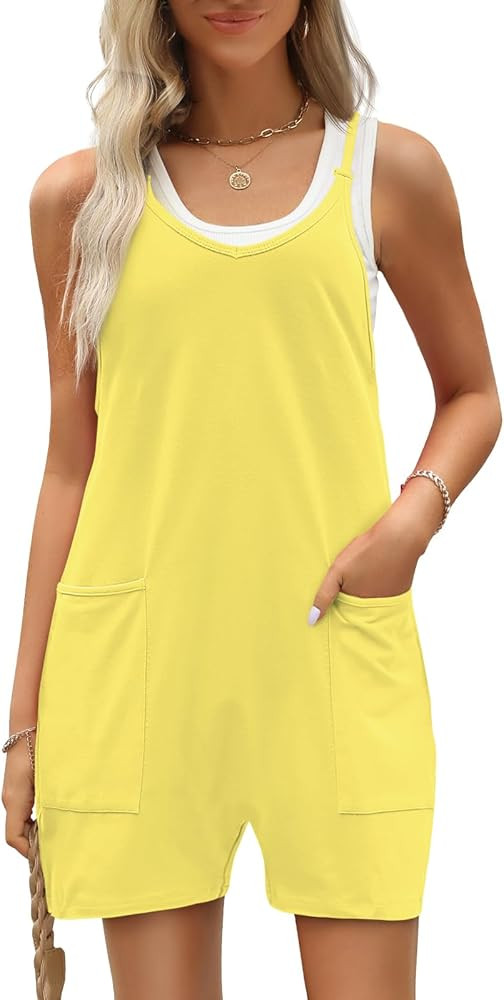 AUTOMET Womens Rompers Jumpsuits Casual Summer Outfits 2024 Shorts Overalls Jumpers with Pockets ... | Amazon (US)