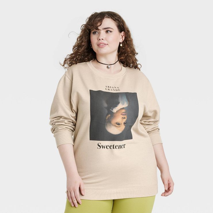 Women's Ariana Grande Plus Size Sweetener Graphic Sweatshirt - Cream 2X | Target