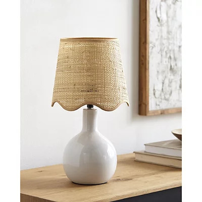 Ceramic Balbao Scalloped Shade Table Lamp, White, Small | Kirkland's Home | Kirklands
