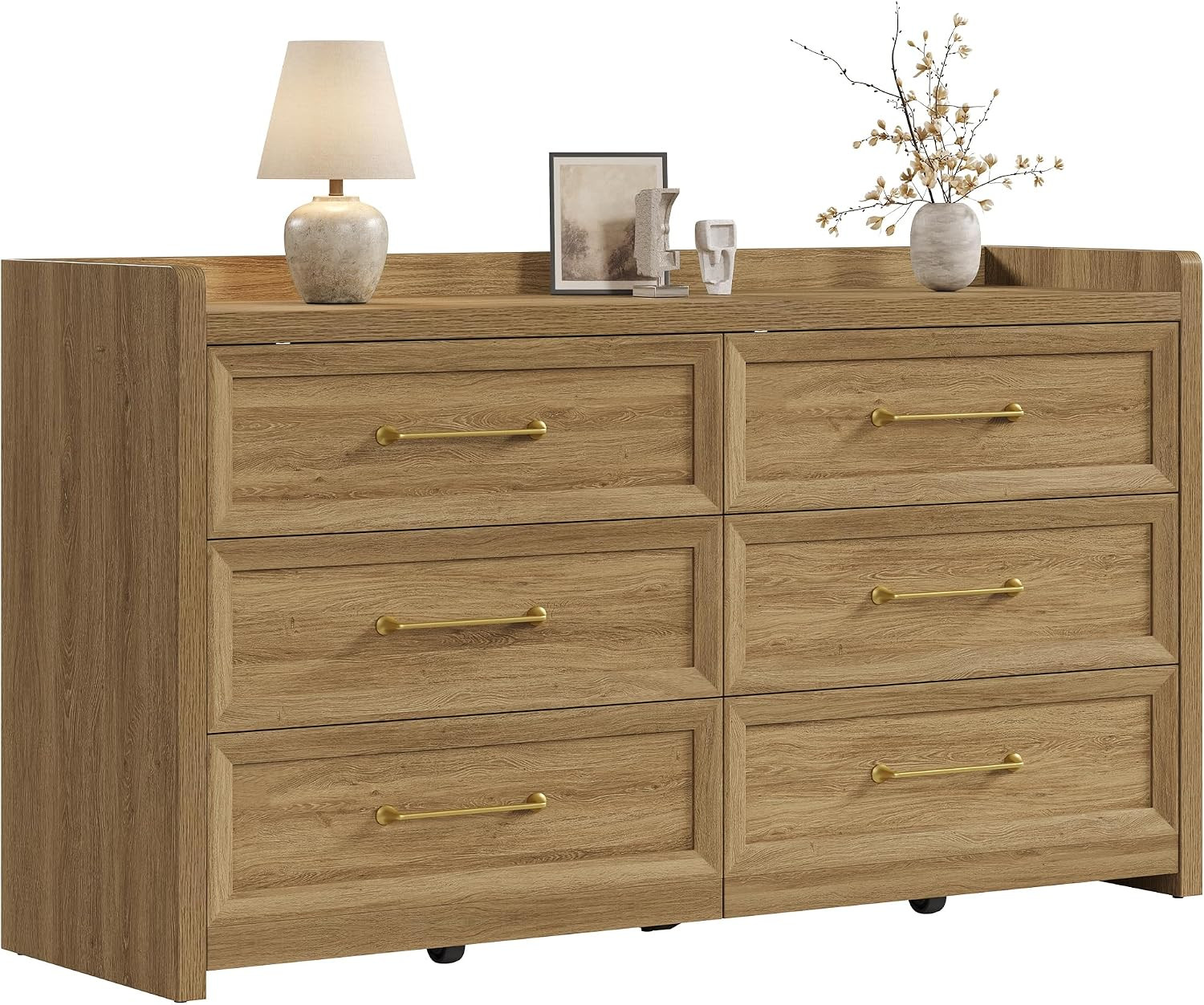 SICOTAS 6 Drawer Dresser for Bedroom-56.4" Extra-Wide Wood Chest of Drawers | Amazon (US)