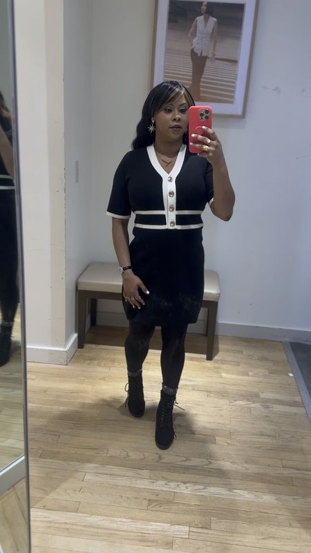 Cute black and white colorblock dress. Above the knees. Got lots of compliments in this. I think this would look great for job interviews or for flight attendants. Very classy and professional. Can wear a blazer over it. Found at Ann Taylor. Short sleeve dress, business casual dress, sweater dress. Sophisticated styles

#LTKworkwear