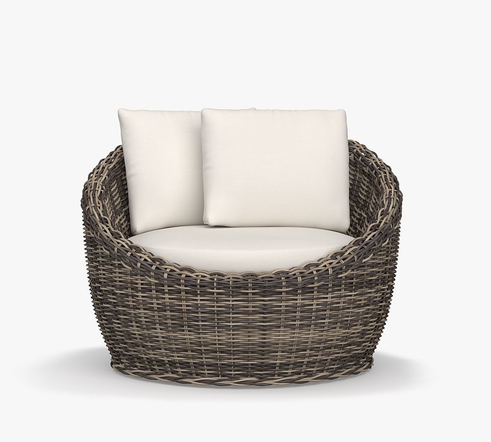 Huntington Wicker Swivel Papasan Outdoor Lounge Chair | Pottery Barn (US)
