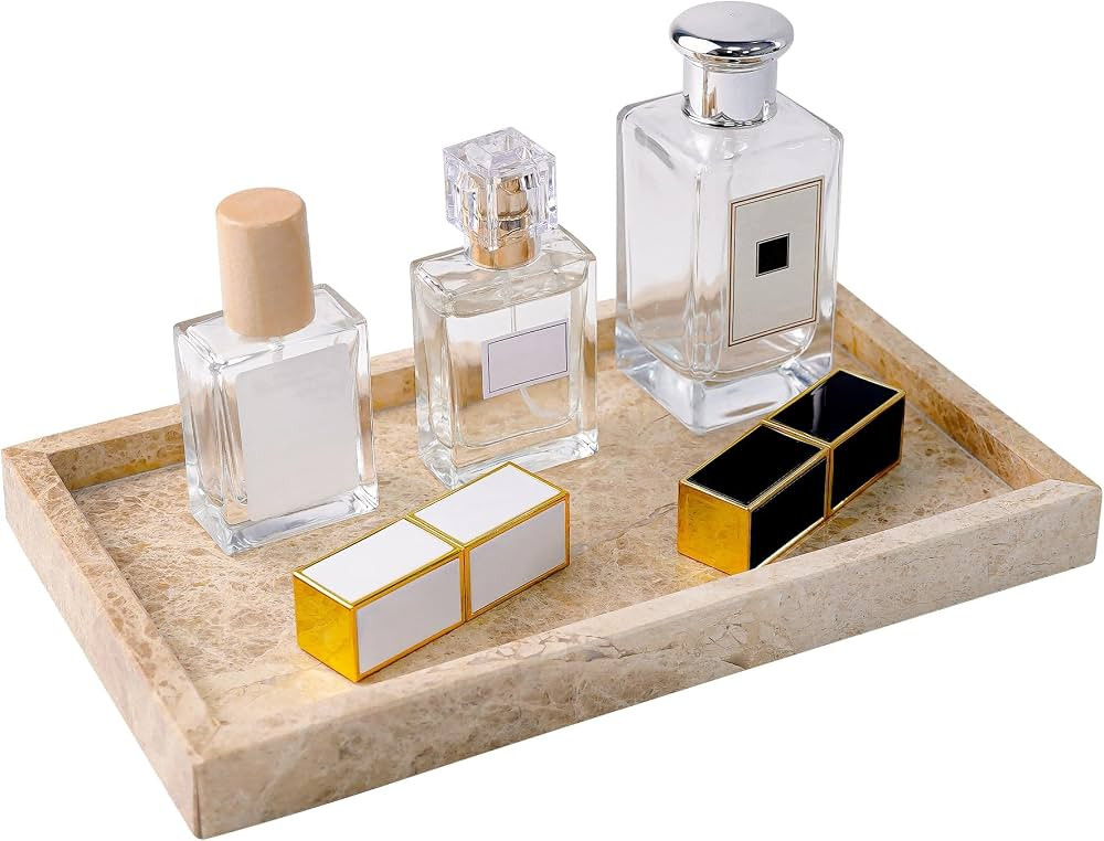 WORHE Italy Natural Marble Vanity Tray Rectangle Decorative Tray for Perfume Cosmetic Candle Kitc... | Amazon (CA)